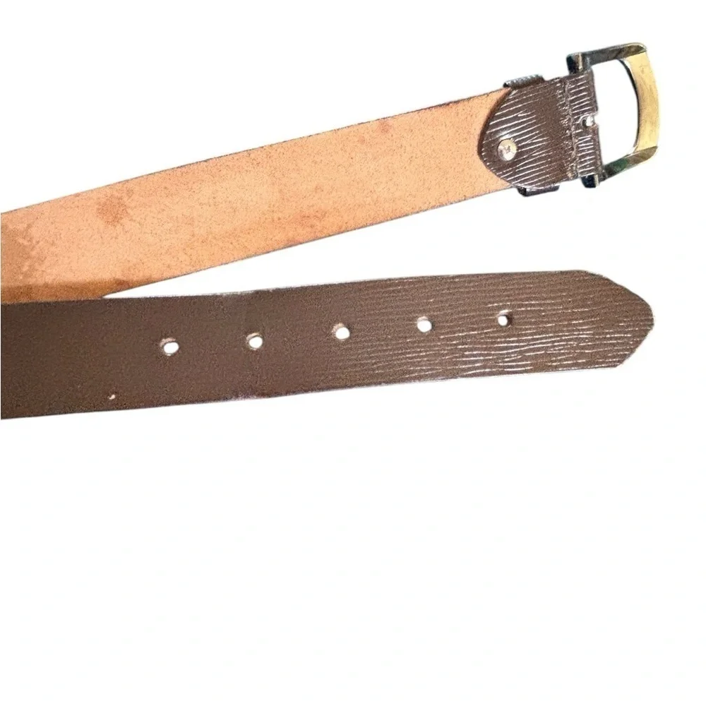 Men’s Genuine Brown Cowhide Leather Belt Sz 36 38 Brown Silver Buckle Casual